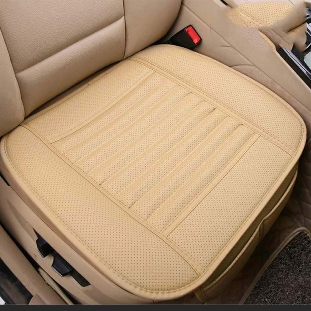 AMERTEER Breathable Car Interior Seat Cover Cushion Pad Mat For Auto Supplies Office Chair With PU Leather Four Seasons General - Leather Car Seat Covers Front Seats - Automotive Seat Covers (Beige)