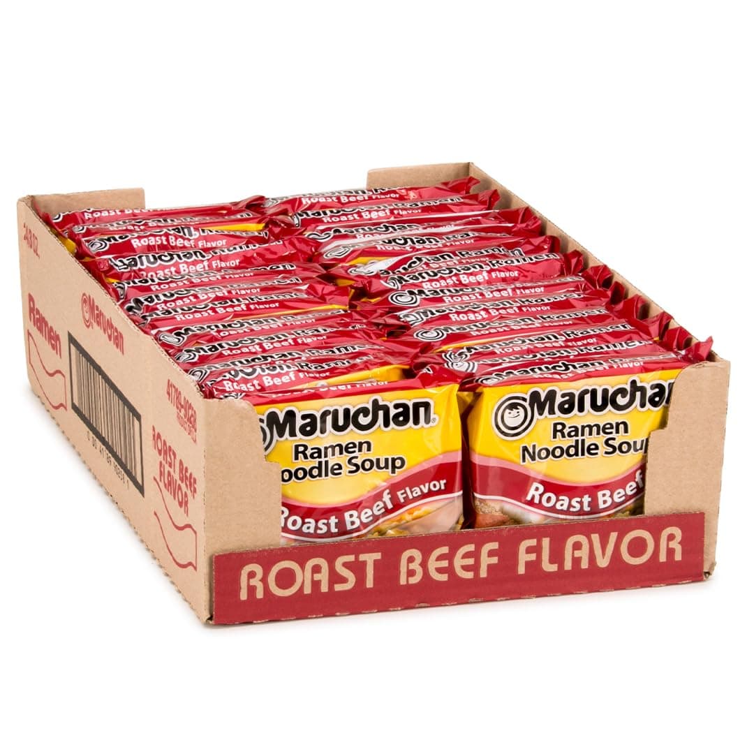 Maruchan Ramen Roast Beef, Instant Ramen Noodles, Ready to Eat Meals, 3 Oz, 24 Count