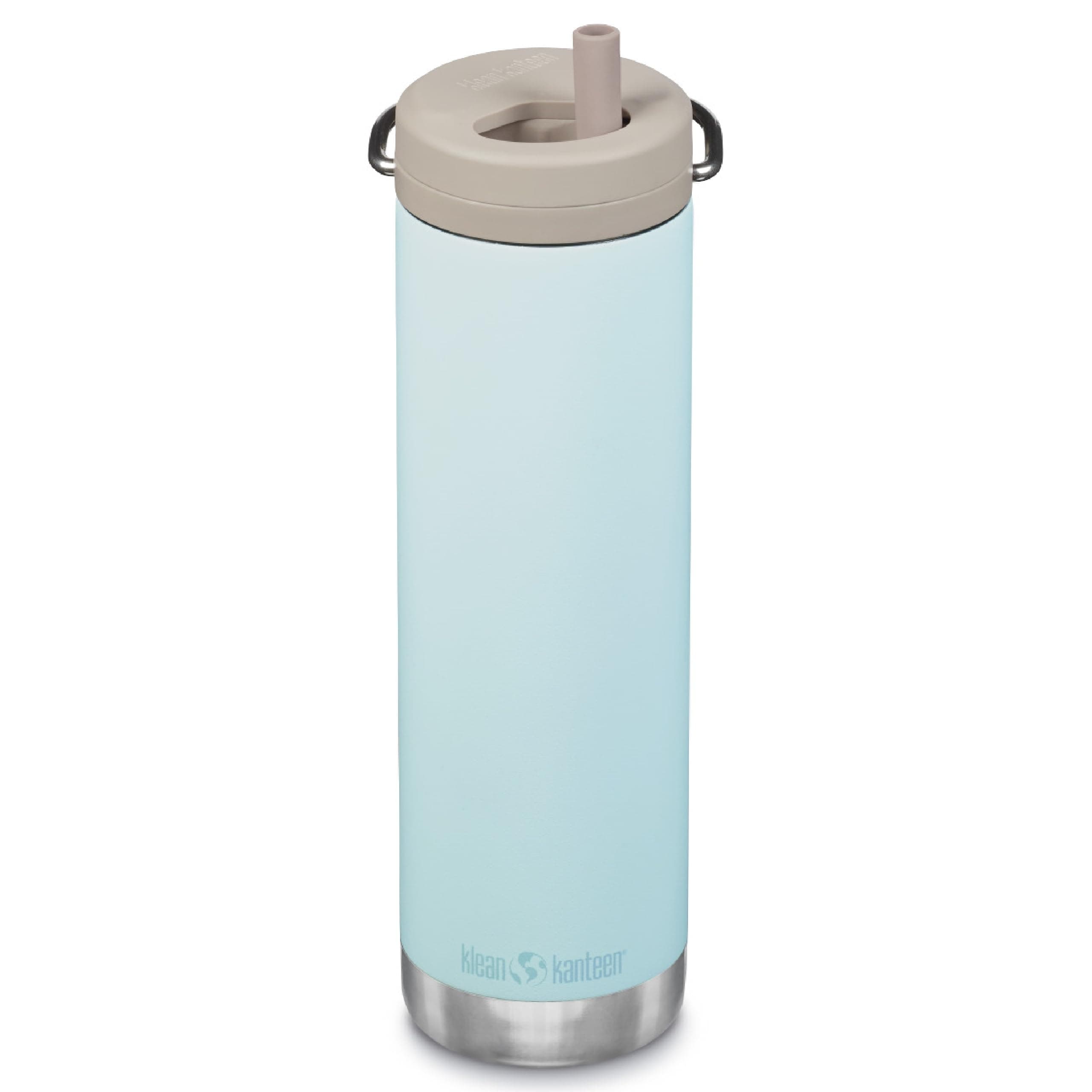 Klean Kanteen TKWide Insulated Water Bottle with Twist Cap - Reusable Travel Water Bottle with Stainless Steel Straw - Perfect for Sports & the Office - Blue Tint, 20 oz