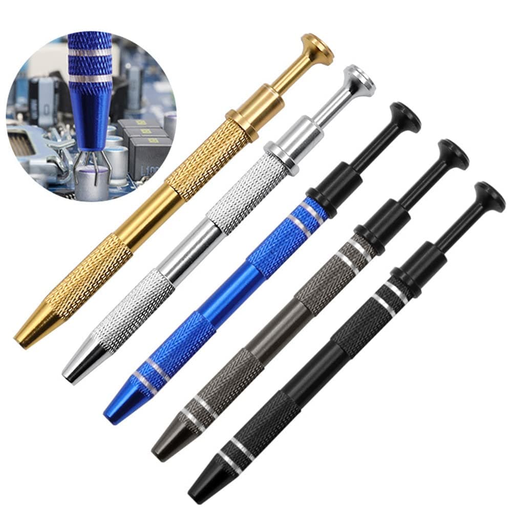 5 Pieces Stainless Steel 4-Claw Pick up Tool, 4 Prongs Grabber IC Chip Metal Catcher Grabber for Small Parts Pickup, Claw Pickup Holder Electronic Component Catcher Jewel Diamond Gem Tweezers