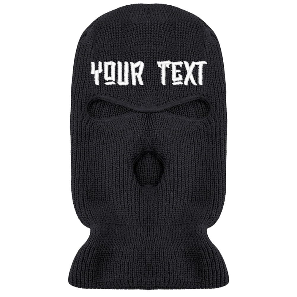 Custom Text Name Logo Embroidery 3 Holes Full Face Cover Ski Mask Winter Outdoor Sports Knitted Balaclava for Men Women