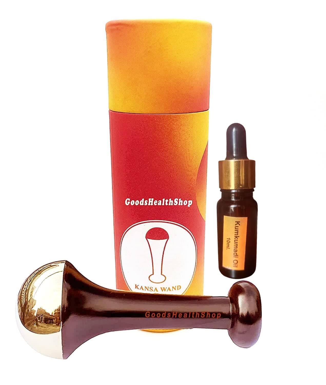 Soulvinee kansa wand face (small) BRONZE SIZE - 4.5 CM/bronze Foot Massager With Wooden Handle For Detoxification And Deep Relaxation (4.5, Natural) (Brown Small)