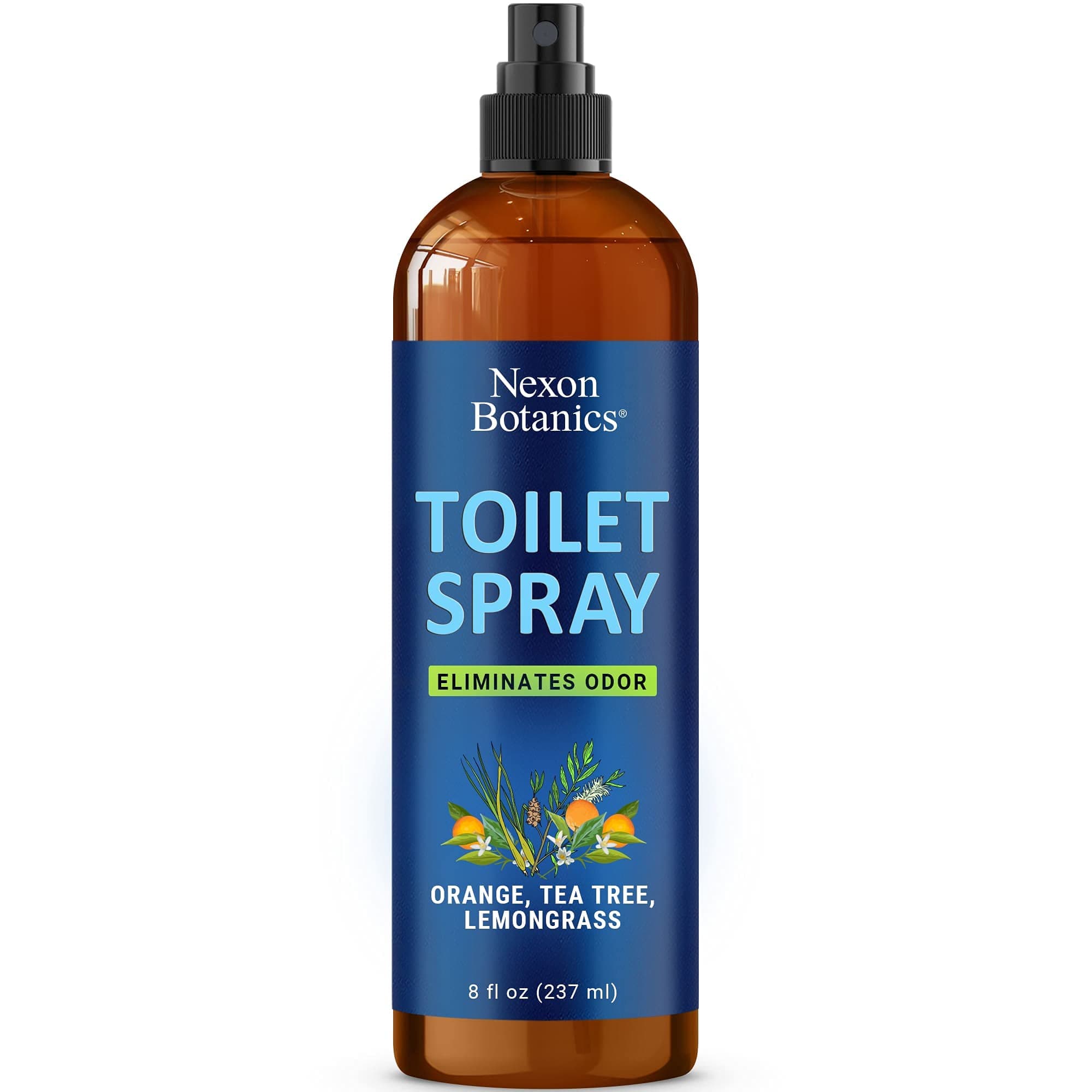 Toilet Spray 8 fl oz - Great Gag Gift - Eliminate Odors with Natural Toilet Spray - Bathroom Air Freshener - Home, Travel - Poop Sprayer for Toilet - Lemongrass, Orange, Tea Tree - Nexon Botanics