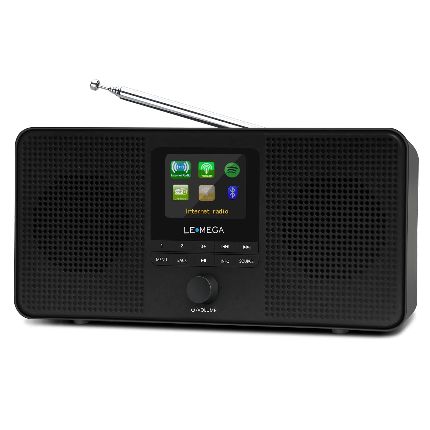 LEMEGA IR4S Stereo WIFI Internet Radio,Portable DAB/DAB+/FM Digital Radio,Spotify Connect,Bluetooth Speaker,Dual Alarms Clock,60 Presets,Headphone-Output,Batteries or Mains Powered -Black