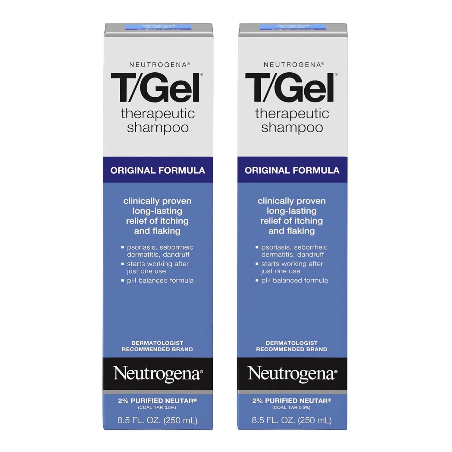 Neutrogena T/Gel Therapeutic Shampoo Original Formula, Anti-Dandruff Treatment for Lasting Relief of Itching Flaking Scalp as a Result of Psoriasis & Seborrheic Dermatitis, 2 x 8.5 fl. oz
