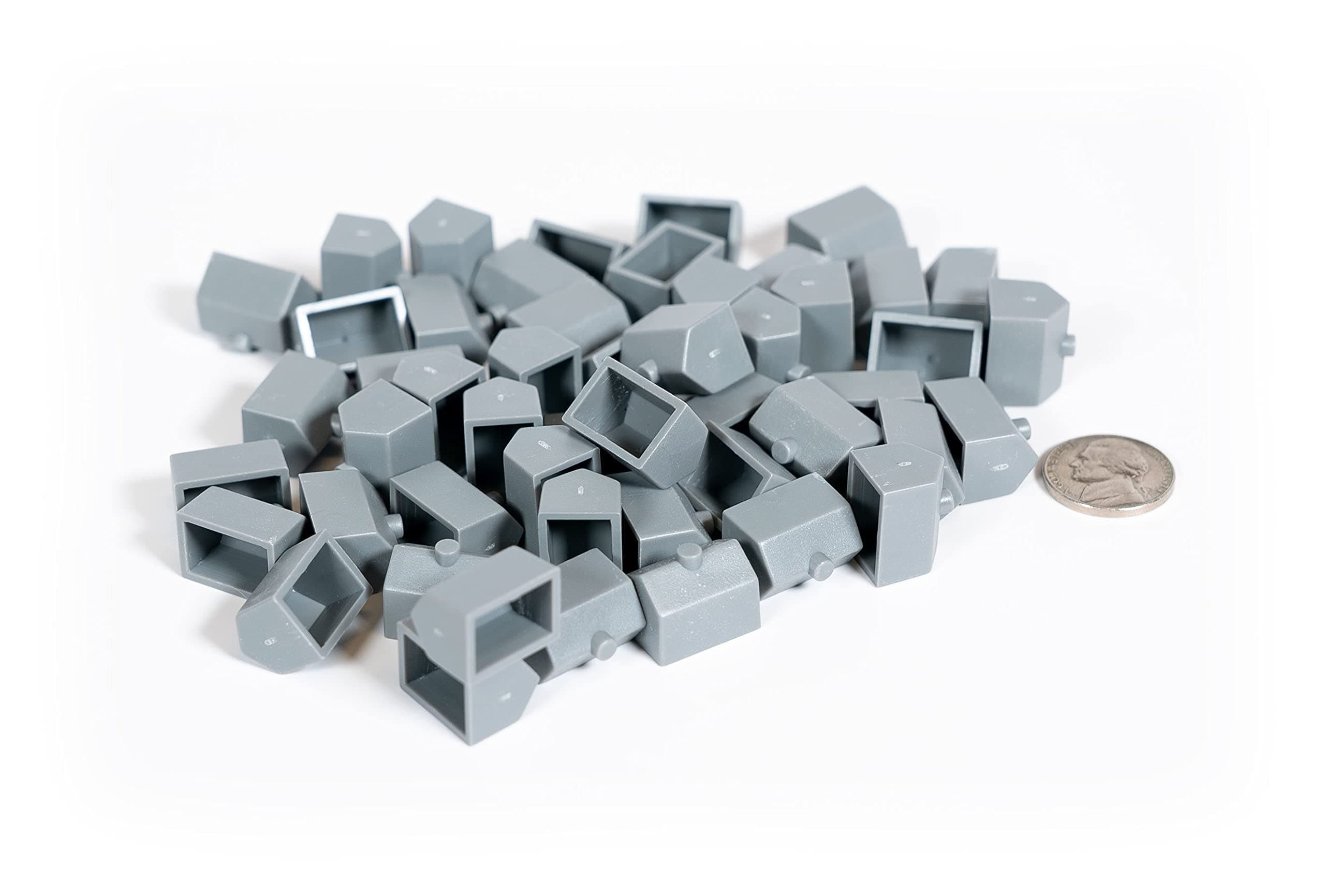Plastic Houses: Grey Color Board Game Replacement House (Colored Miniature Town & City Buildings, Board Game Playing Pieces) | 50 Pieces