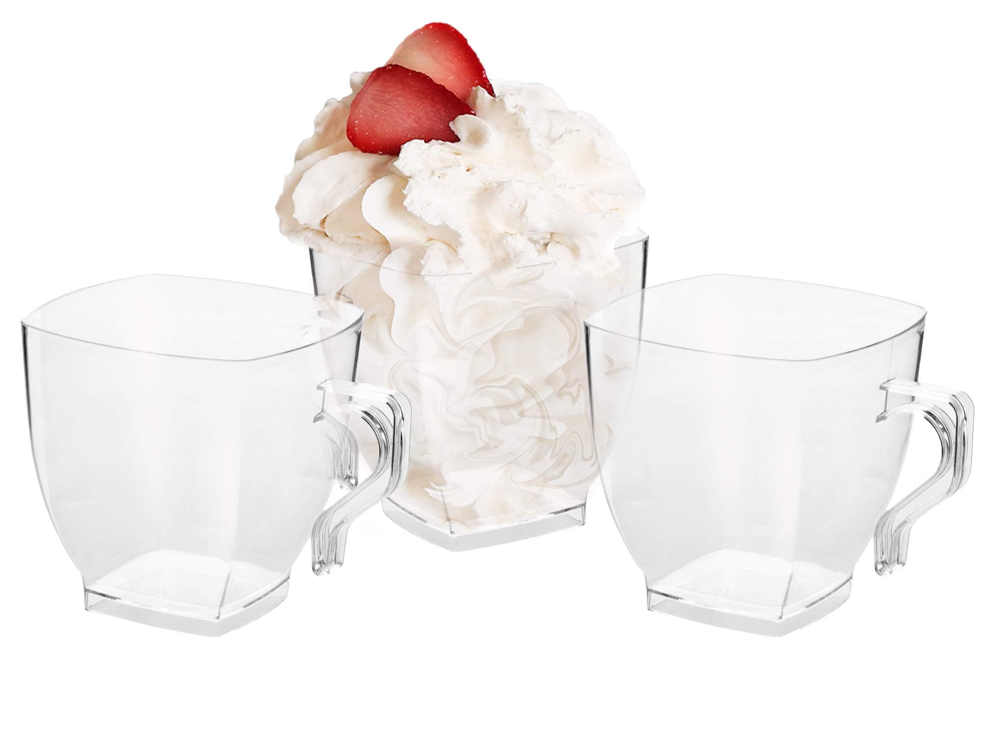 Disposable Plastic Party Cups - 16 Pcs Tea Cups - 8oz Coffee Cups - Hard Plastic Clear Tumblers - Bulk Party Cup Supplies - Reusable Tea Coffee Drinking Mugs for Weddings, Birthdays & Other Occasions