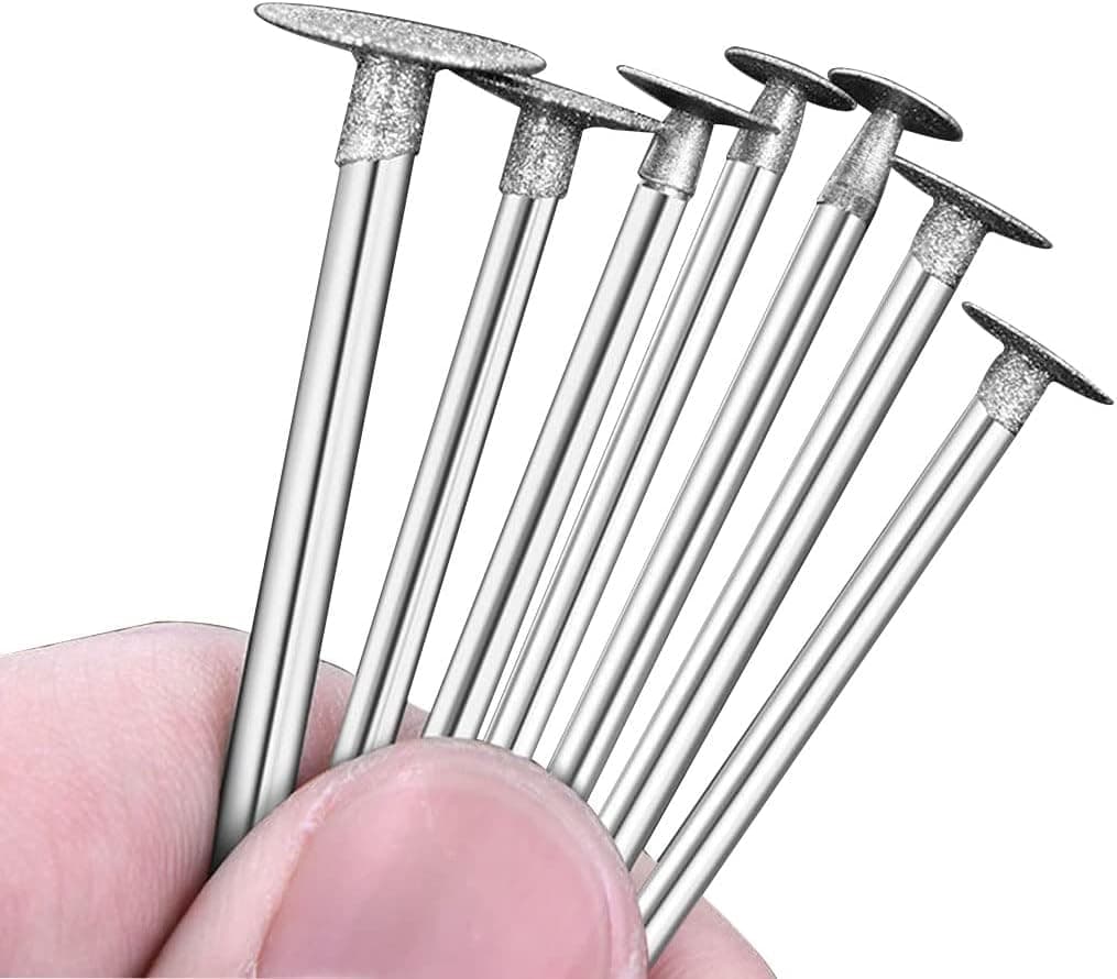 Luo ke 7 Pcs T Shape Diamond Cutting Burr, 1/8'' Shank Diamond Burs Stone Carving Sets For Dremel Rotary Tools