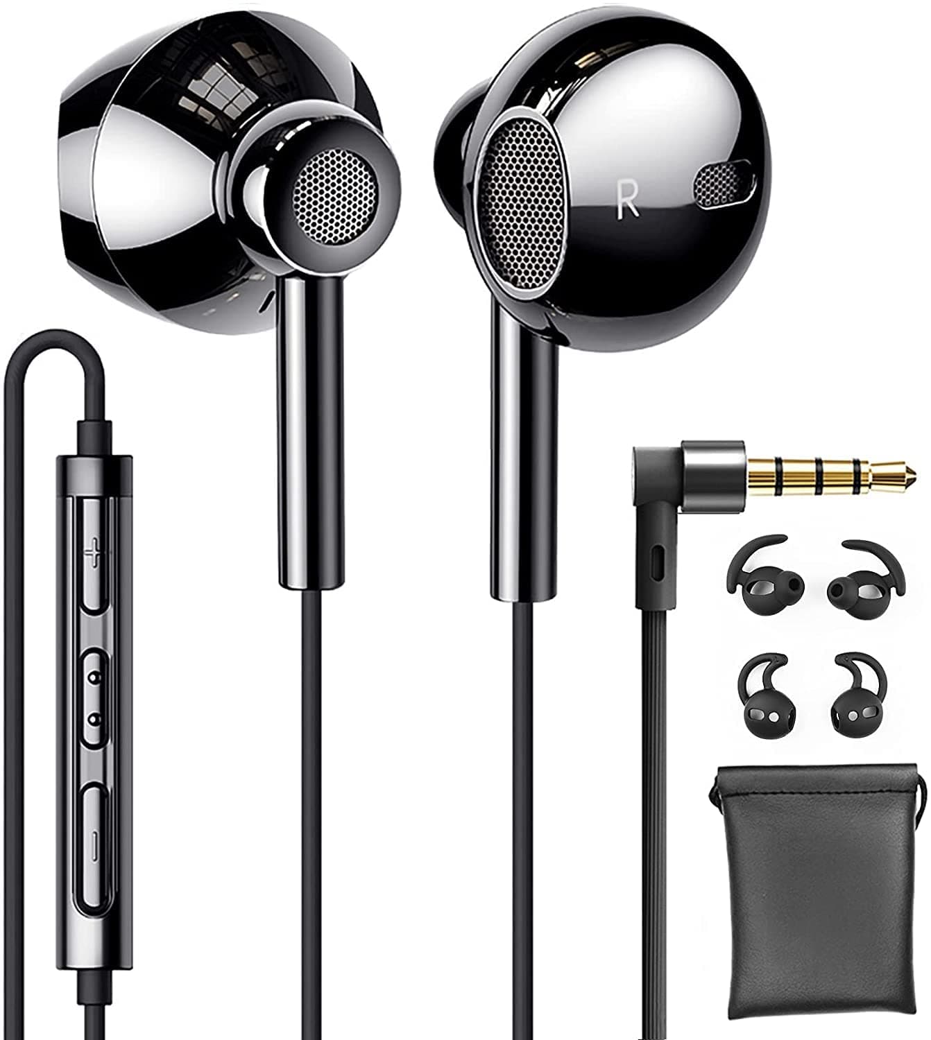 Linklike QUAD Dynamic Drive Hi-Res Extra Bass Earbuds Headphones Wired Earbuds with Microphone,Lightweight Earphones with Volume Control 3.5mm Jack,In-Ear Headphones,Linklike Classic2