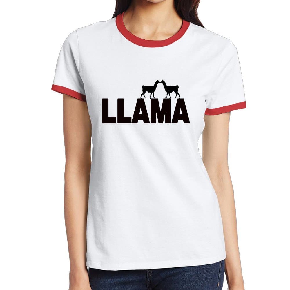 Happy Llama Twaimz Contrast Ringer T-Shirt For Women's