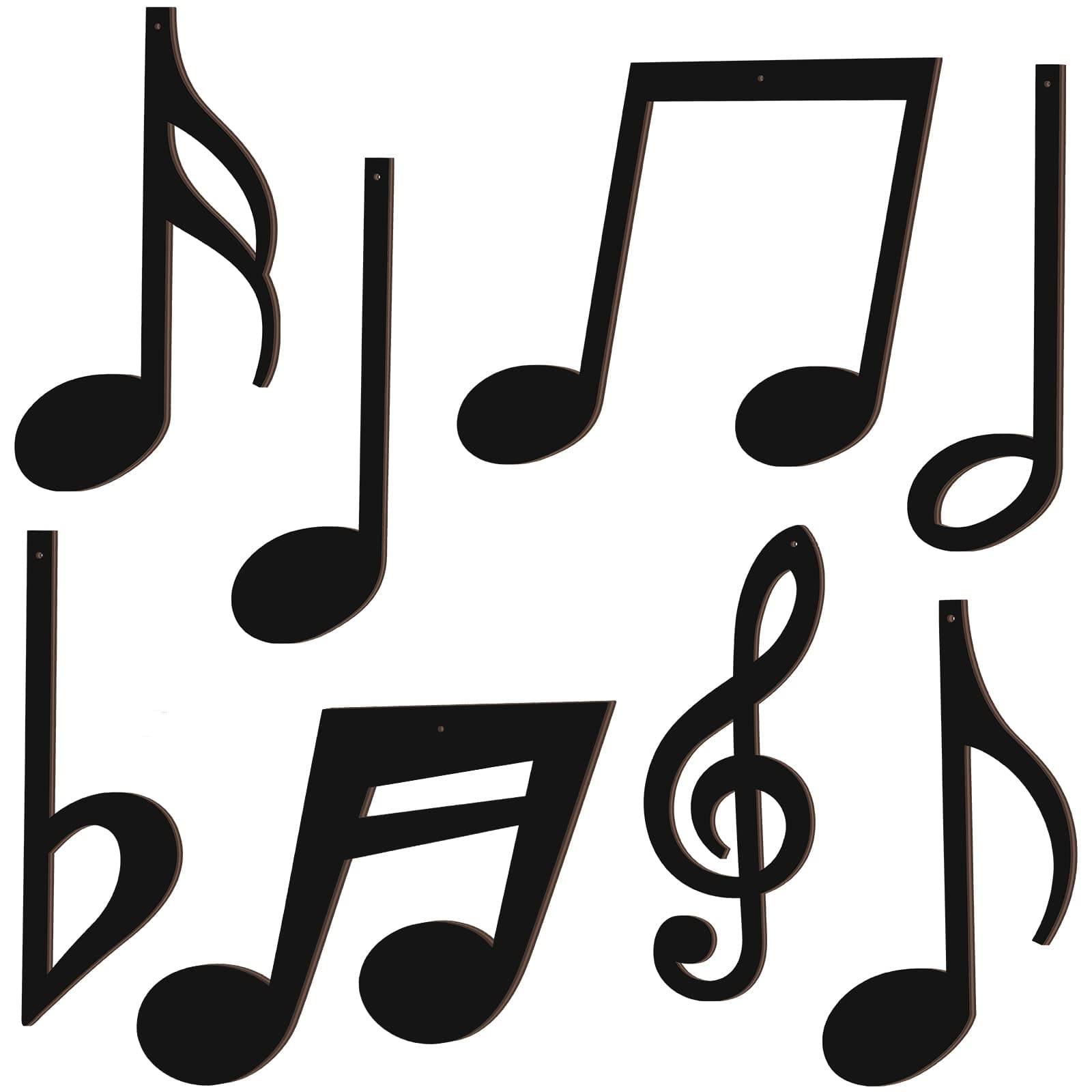 8 Pieces Treble Clef Wooden Wall Decor Black Music Notes Art Hanging Wood Music Note Decorations Decorative Musical Notes for Studio Party
