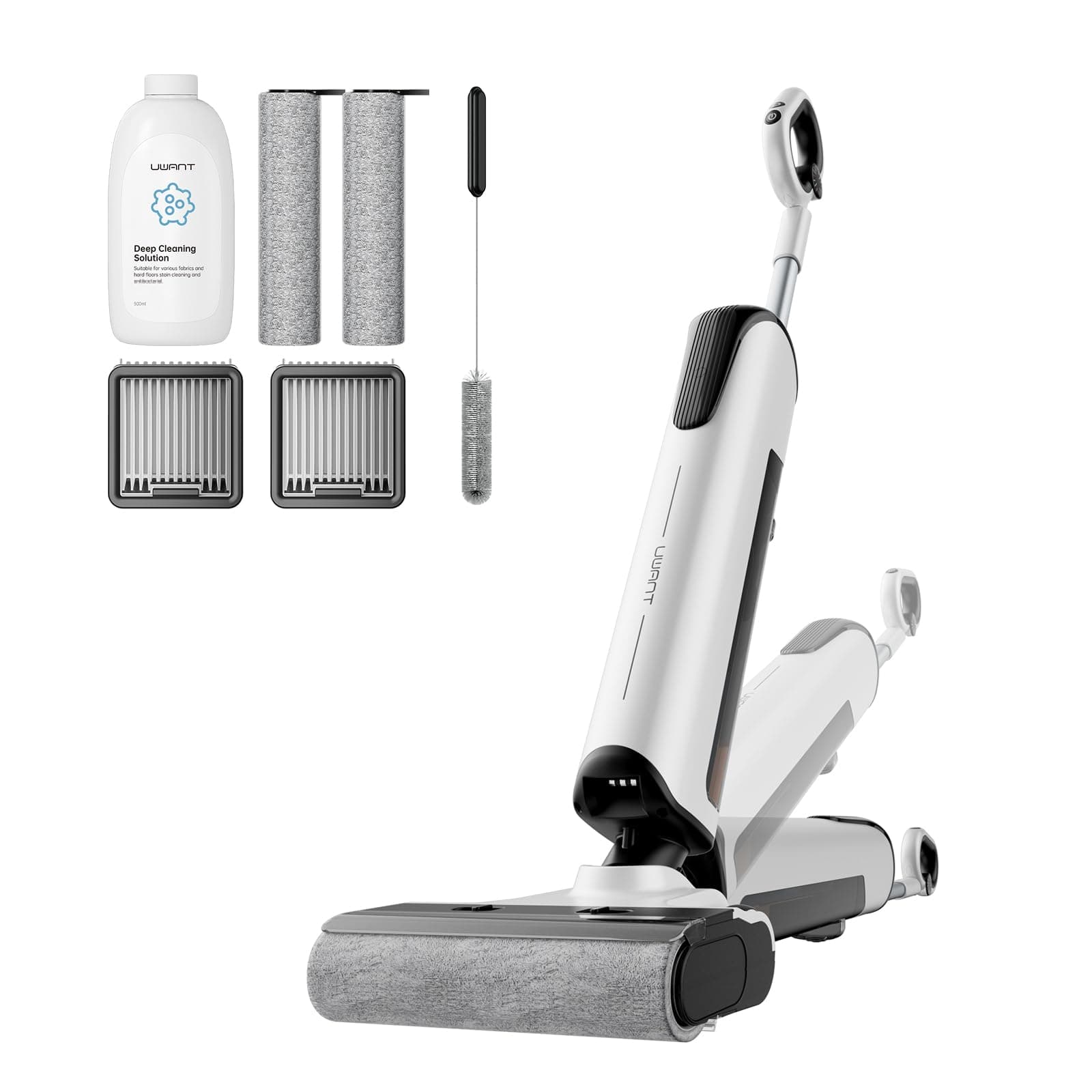 uwant D100 Wet Dry Vacuum Cleaner 180°Lay-Flat Vacuum Mop All in One with 18000Pa Suction Auto Self-Cleaning Anti Odor Stick Pushin Mop Dual-Edge Cleaning Electeic Mop Set for Hard Floor/Carpet