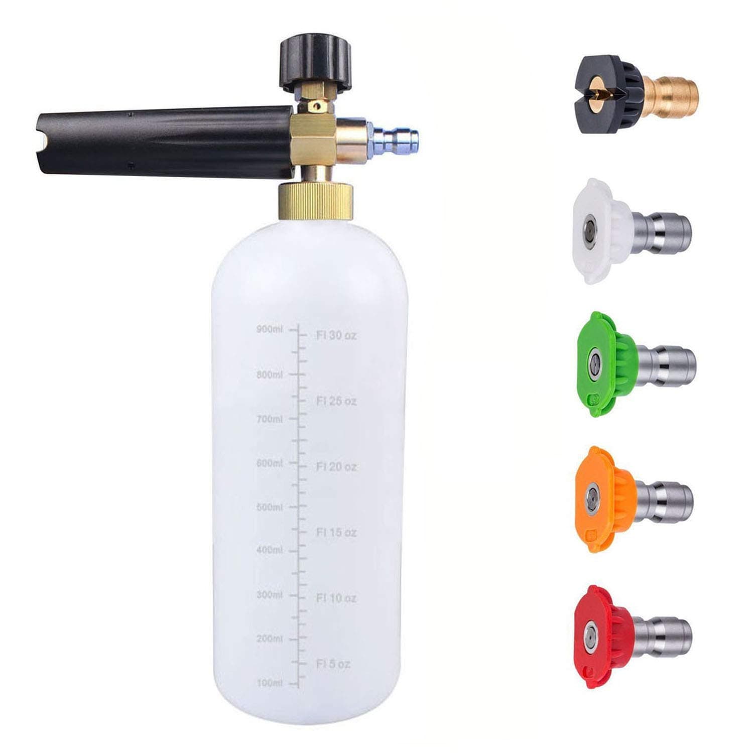 KARCLIN 8609094 Jet Wash 1/4" Quick Release Adjustable Snow Foam Lance, Foam Cannon, 5 Pressure Washer Nozzles for Cleaning
