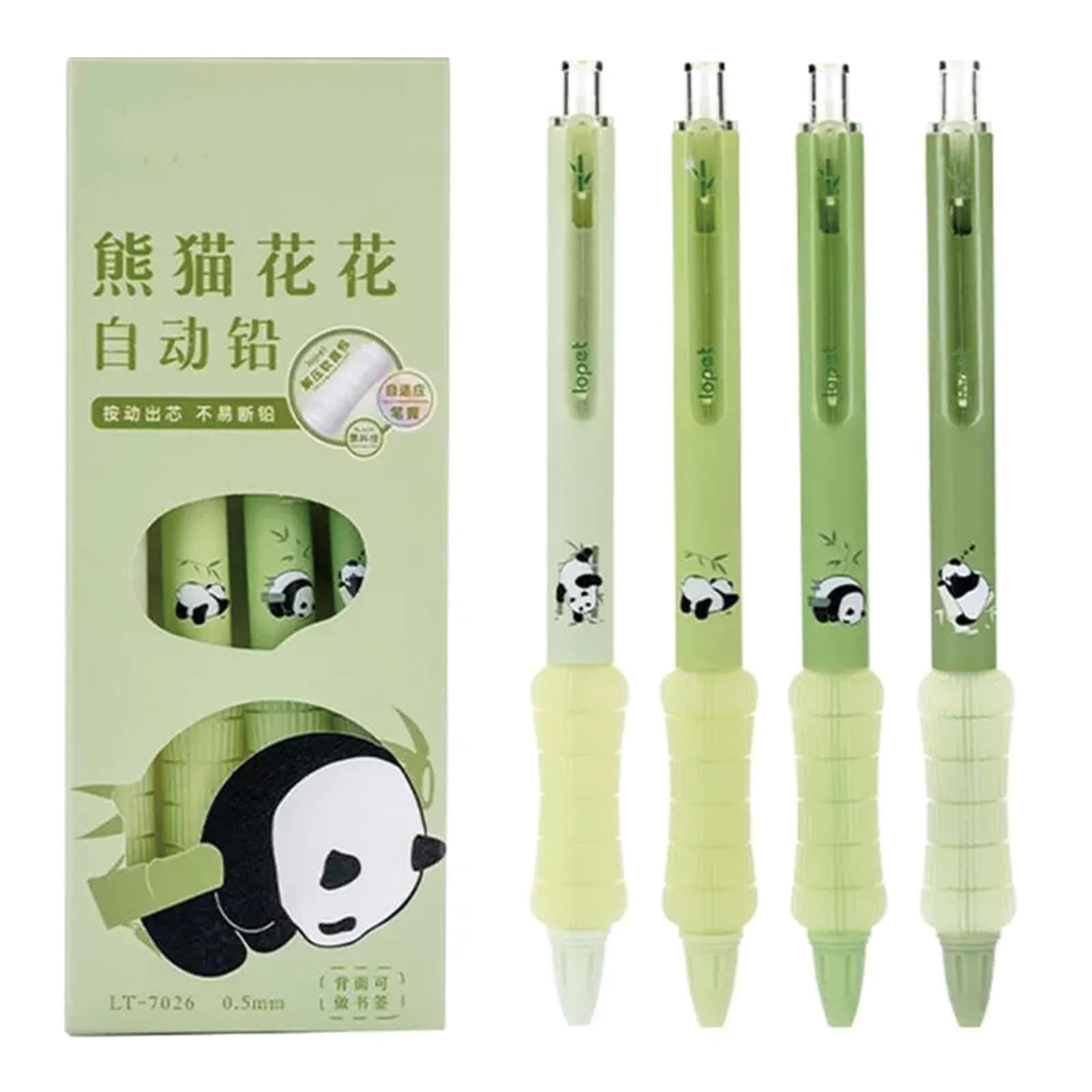 4 Pcs Mechanical Pencils 0.5mm Cute Panda Mechanical Pencil Kawaii Cartoon Pencils School Pencil for Students Women (4Pcs Panda)