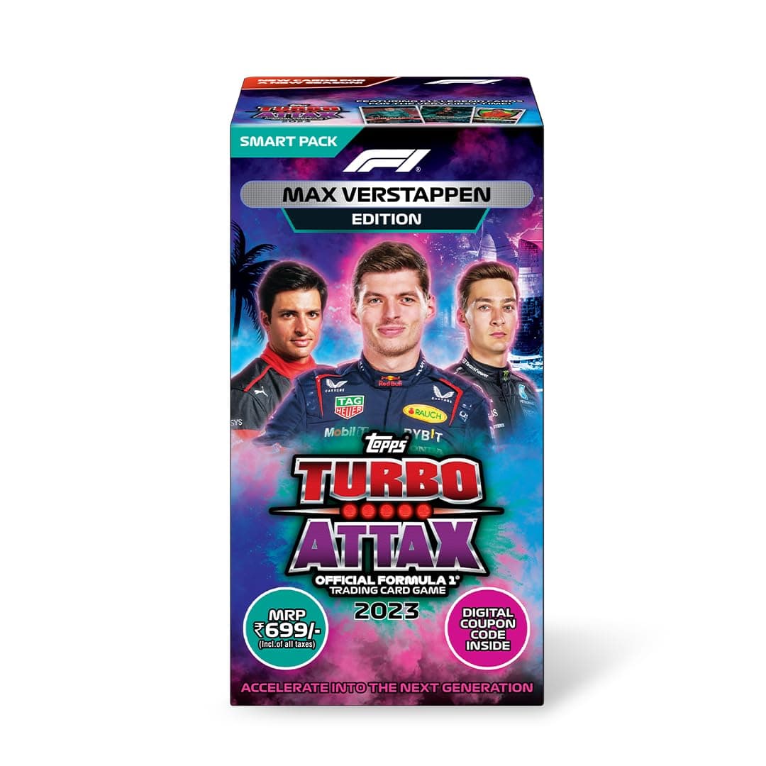 Kids F1 Turbo Attax Trading and Collectible Card Game (Smart Pack- Max Verstappen verison)