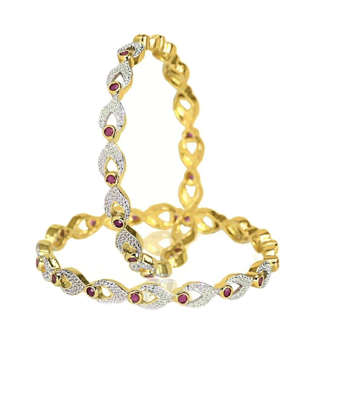 PAKIRA EXPORT PRIVATE LIMITEDGold Plated Fashionable Traditional Bollywood Bridal RED AD CZ Indian Jewelry Bangles Set