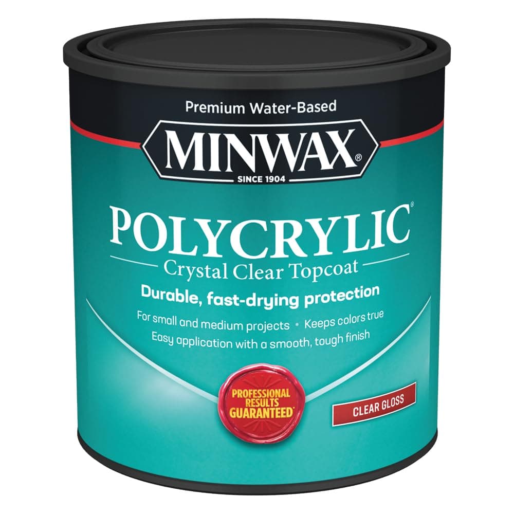 Minwax 65555 Clear Polycrylic Water-Based Protective Finish Gloss, Quart, 1 Quarts (Pack of 1)