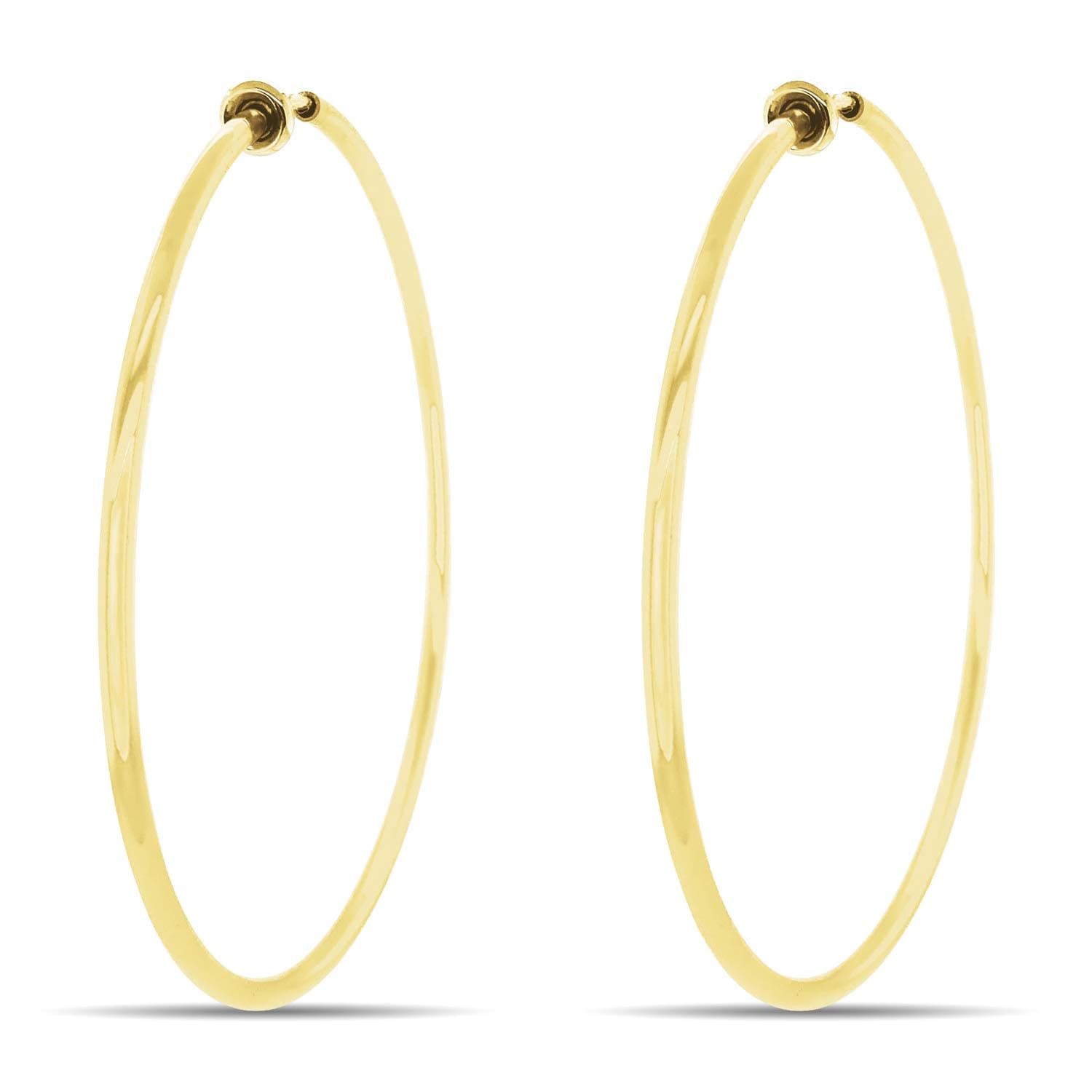 Gold Clip On Spring Hoop Earrings for Non-Pierced Ears