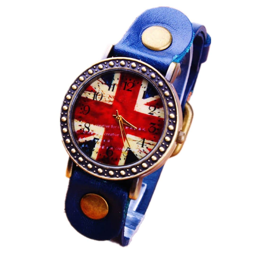 DDMSHOP New Style Korean Fashion Union Jack Leather Watches(Blue)