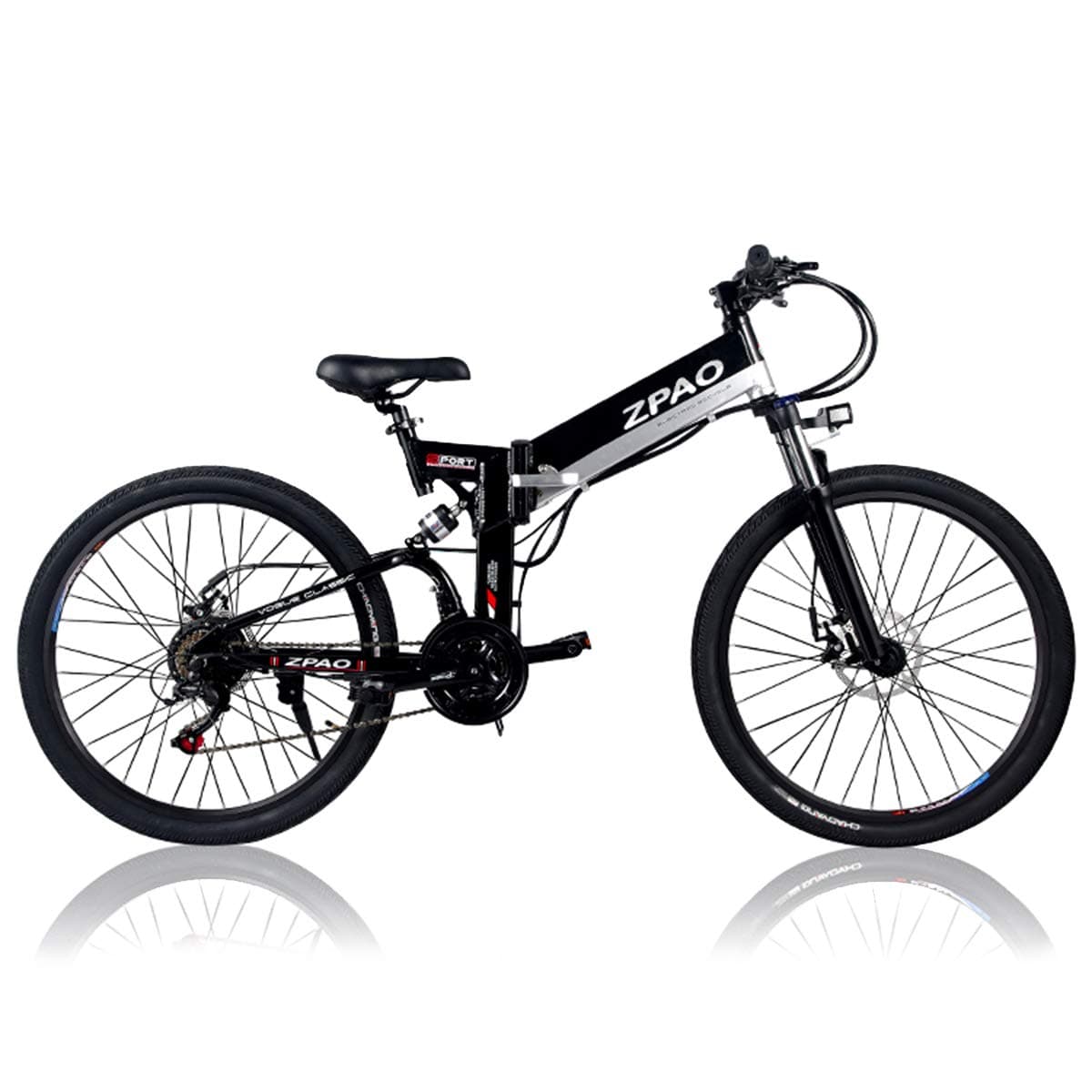 GTYW 26 Inch Electric Folding Bicycle Mountain Bike Adult Bike Electric Lithium Adult Folding Electric Mini Motorcycle 90km Battery Life (Black-Wire wheels, 180 * 102 * 65cm)
