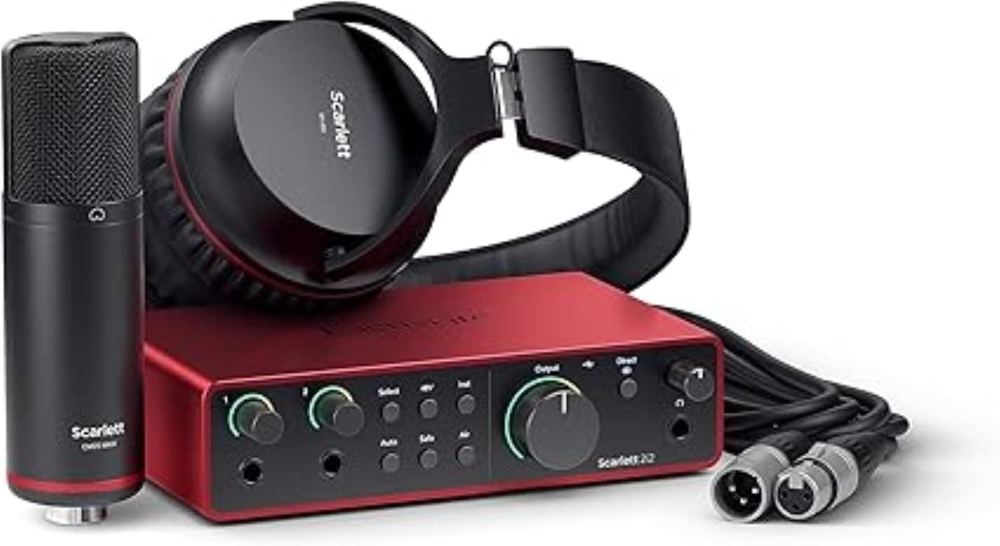 Scarlett 2i2 Studio 4th Gen USB Audio Interface Bundle for the Songwriter with Condenser Microphone and Headphones for Recording, Streaming, and Podcasting