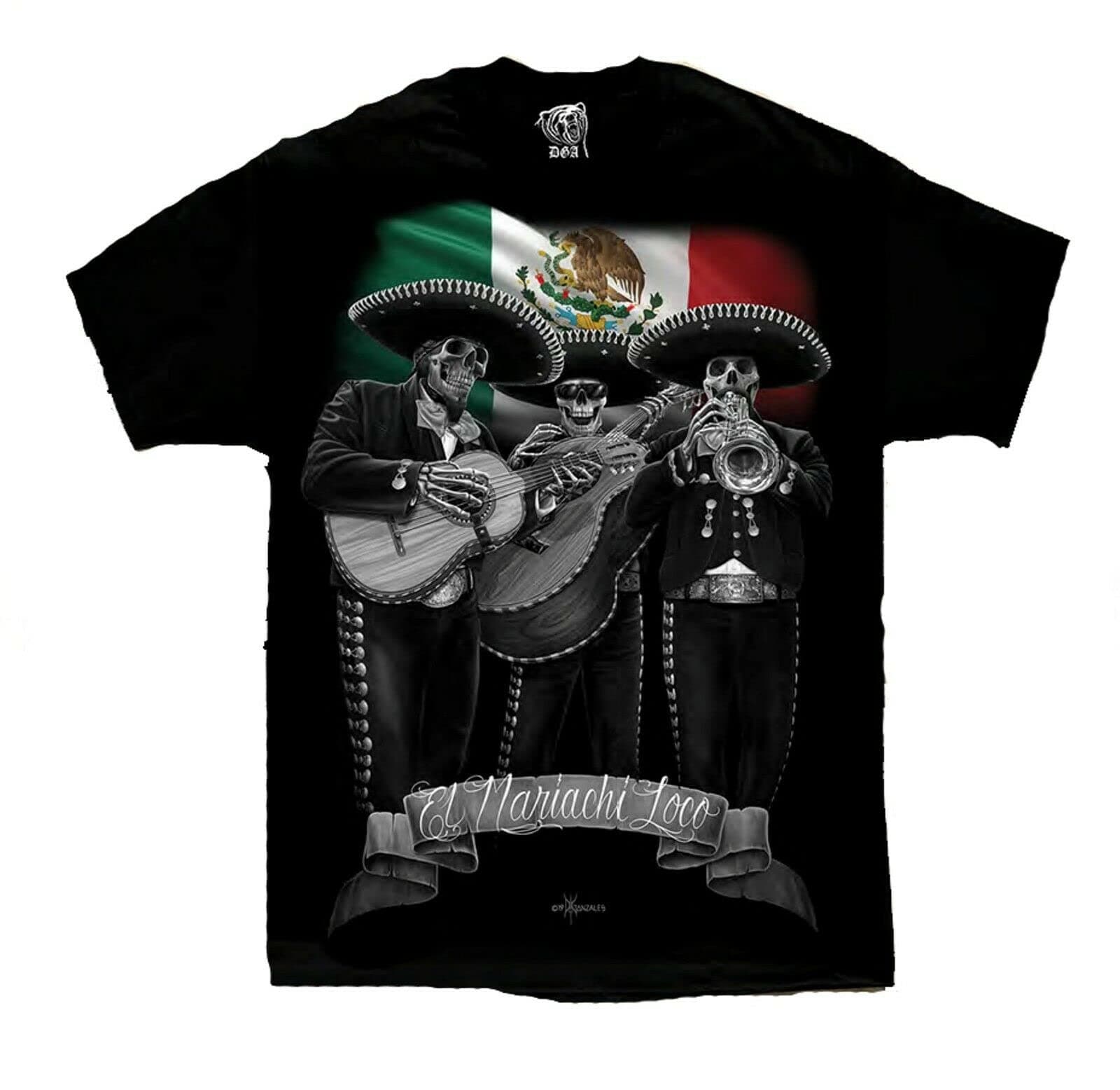 DONGTIAN El Mariachi Loco Viva Mexico Chicano Lowrider Art DGA David Gonzales T Shirt