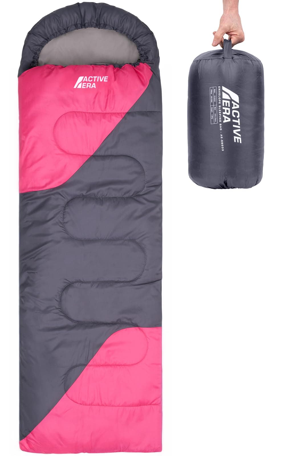 Active Era Professional 300 Warm Mummy Sleeping Bag - 300 GSM Double Layer Filling - 3-4 Season for Camping, Hiking, Outdoors (Blue) (Blue, Mummy)