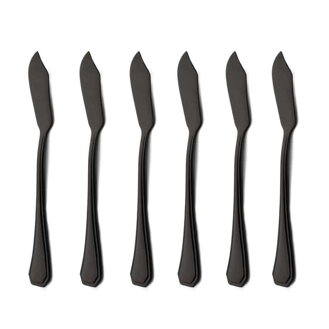 6 Piece Black Butter Spreader Knife Set 6.8 inch 18/0 Stainless Steel Cheese Spreader Knives Sets Silverware Set for 6 Mirror Polished Dishwasher Safe for Kitchen Home by Onlycooker