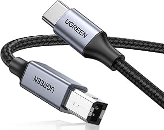 - UGREEN Printer Cable USB C to B 2.0 Scanner Cord Nylon Braided Wire Compatible with Epson HP Brother Lexmark Printers Yamaha Digital Piano Midi Keyboard DAC iPhone 17 2M (Grey)
