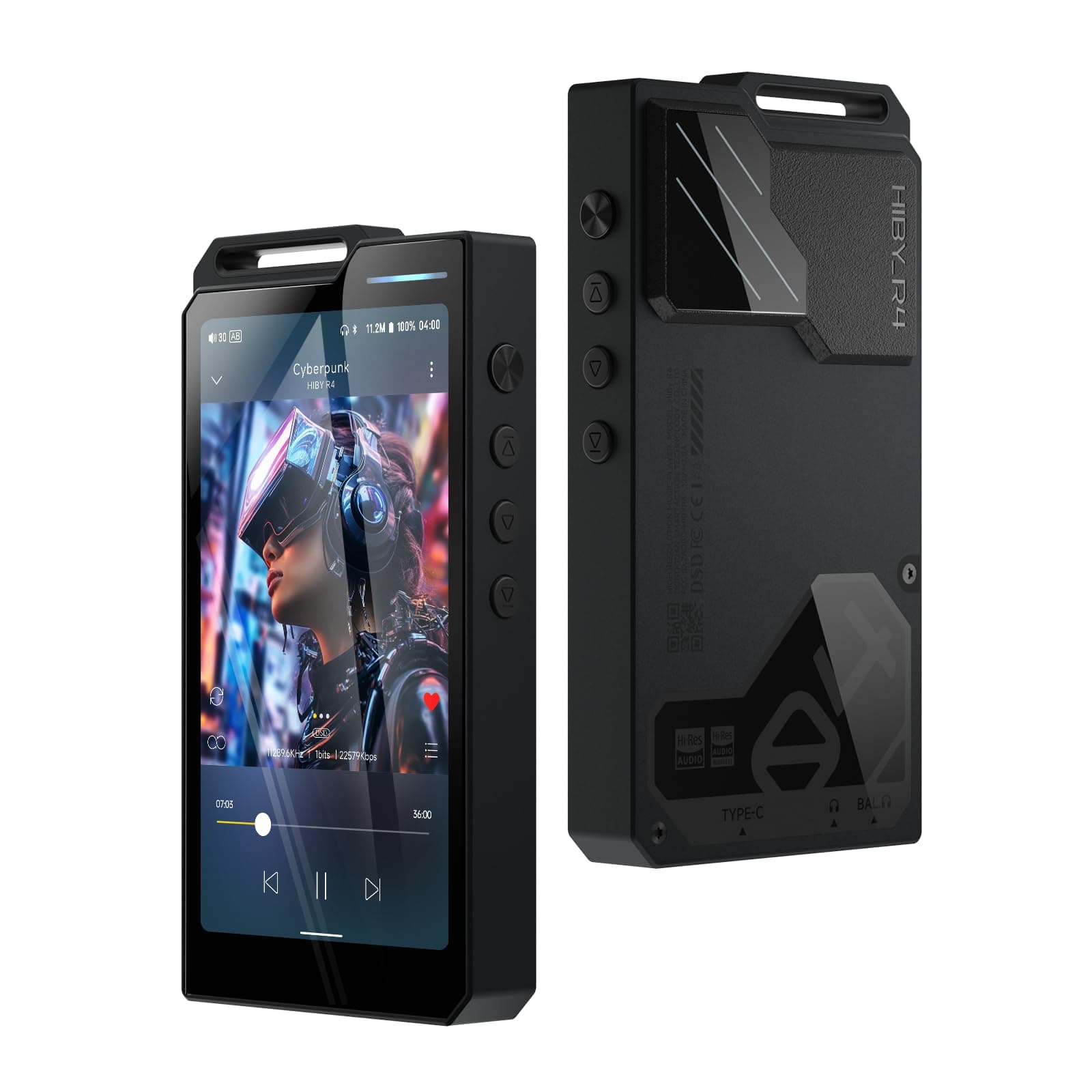 HiBy R4 MP3 & MP4 Player Spotify Player with Bluetooth and WiFi 4-Way HiFi DAP Android 12 OS 3.5mm PO+4.4mm Bal 32G+2TB Scalable Memory