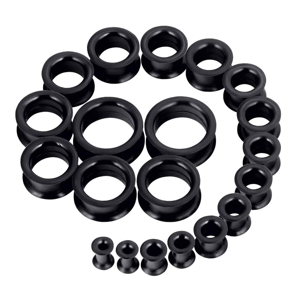 20pcs Tunnels Kit 2g-1" Silicone Ear Skin Gauges Plugs Ear Expander Stretching Set