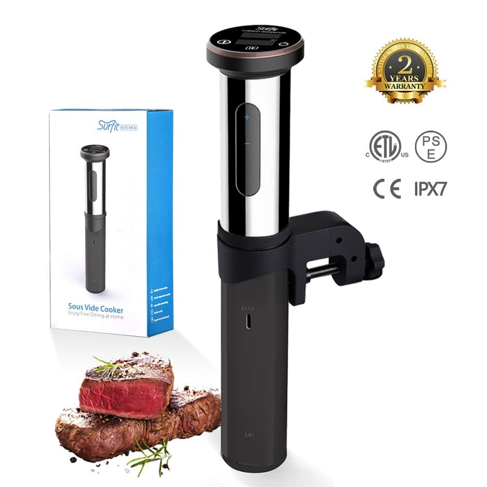 Surfit Sous Vide Cooker 1100 Watts, Precise Temperature Control and Timer, IPX7 Waterproof, Easy to Use, Black