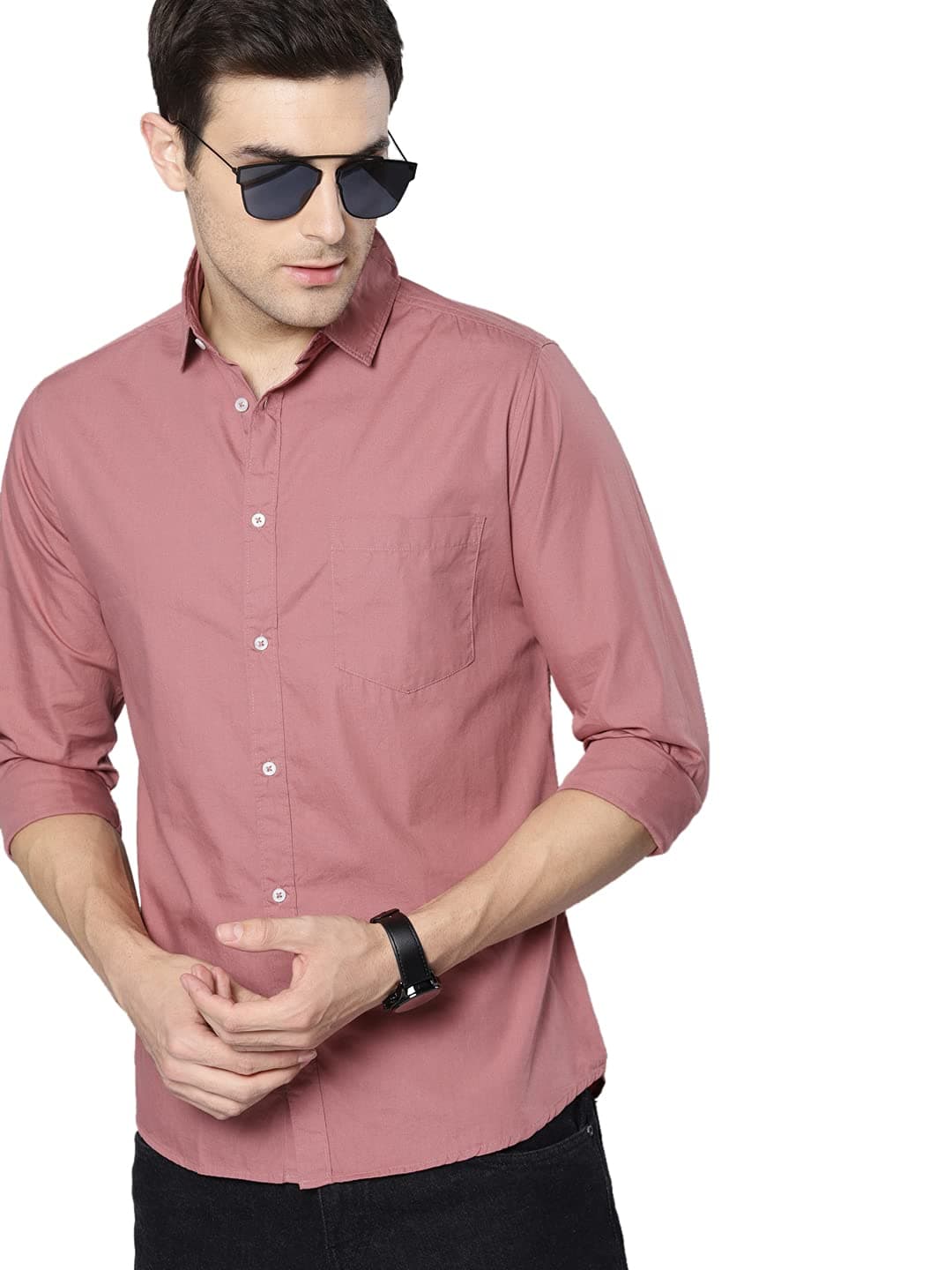Dennis Lingo Men Cotton Solid Slim Fit Casual Shirts