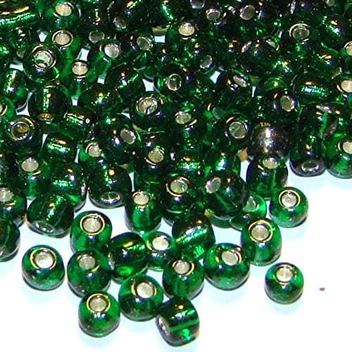 SBX15 Dark Emerald Green Silver Lined 6/0 4mm Rondelle Glass Seed Beads 450-grams for DIY Arts, Crafts, Beading & Jewelry Making