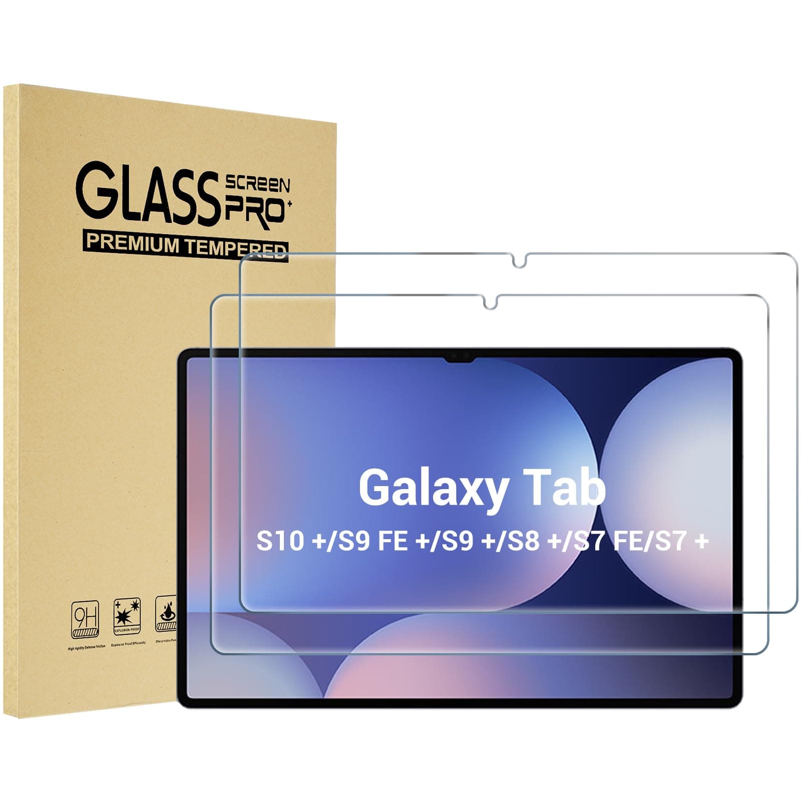 2 Pack Screen Protector for Galaxy Tab S10 Plus 2024/Tab S9 FE Plus/S9 Plus/S8 Plus/S7 FE/S7 Plus 12.4 inch 2023, Tempered Glass HD Clear Film Guard for Tablet SM-X820/X610/X810/X800/T730/T970