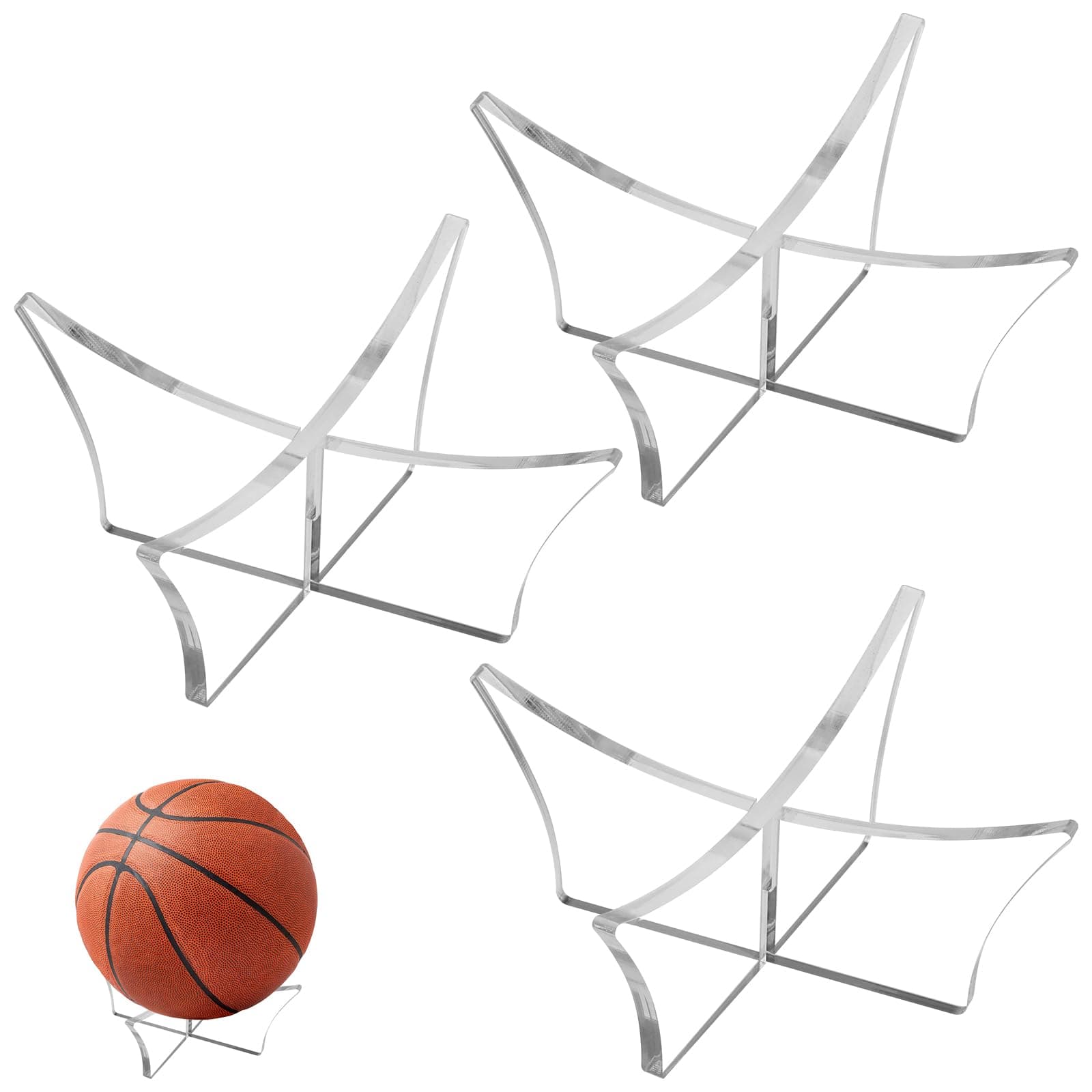 3 PCS Acrylic Ball Stand Holder, Ball Display Stand Storage Holder for Football Basketball Soccer Ball Holder, Volleyball Rugby Ball Sports Ball Storage Rack (4.72 x 1.96 inch; 12 x 5 cm)