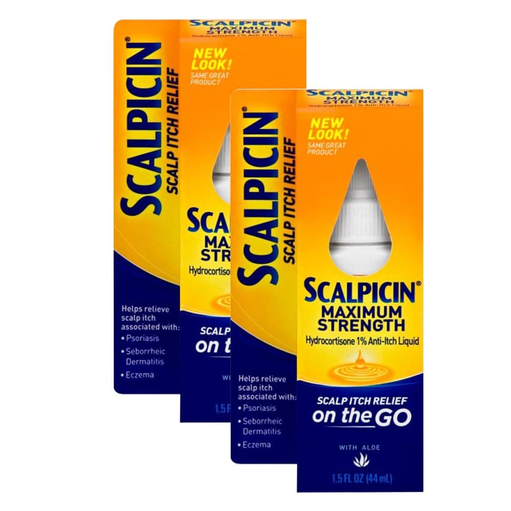 Scalpicin Maximum Strength Scalp Itch Liquid Treatment- For Relief From Itchy Scalp, Psoriasis, Eczema & Seborrheic Dermatitis With Hydrocortisone & Aloe Vera, 1.5 oz (Pack of 2)