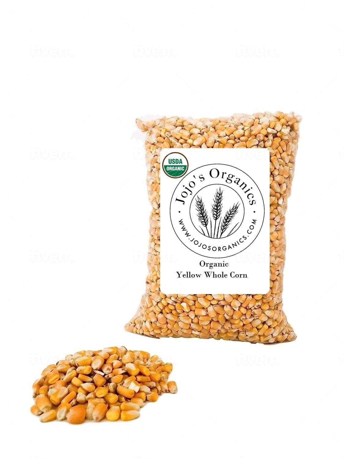 Jojo's Organics Certified Organic Yellow Whole Corn | Corn Maize Bulk Grains 5 lbs Great for Tamale Masa Tortillas Muffins Chowder 100% Product of USA
