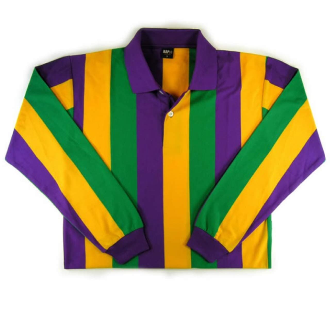 KAPLIN Mardi Gras Vertical Striped Rugby Shirt L/S (#109) Buy ONE Size UP
