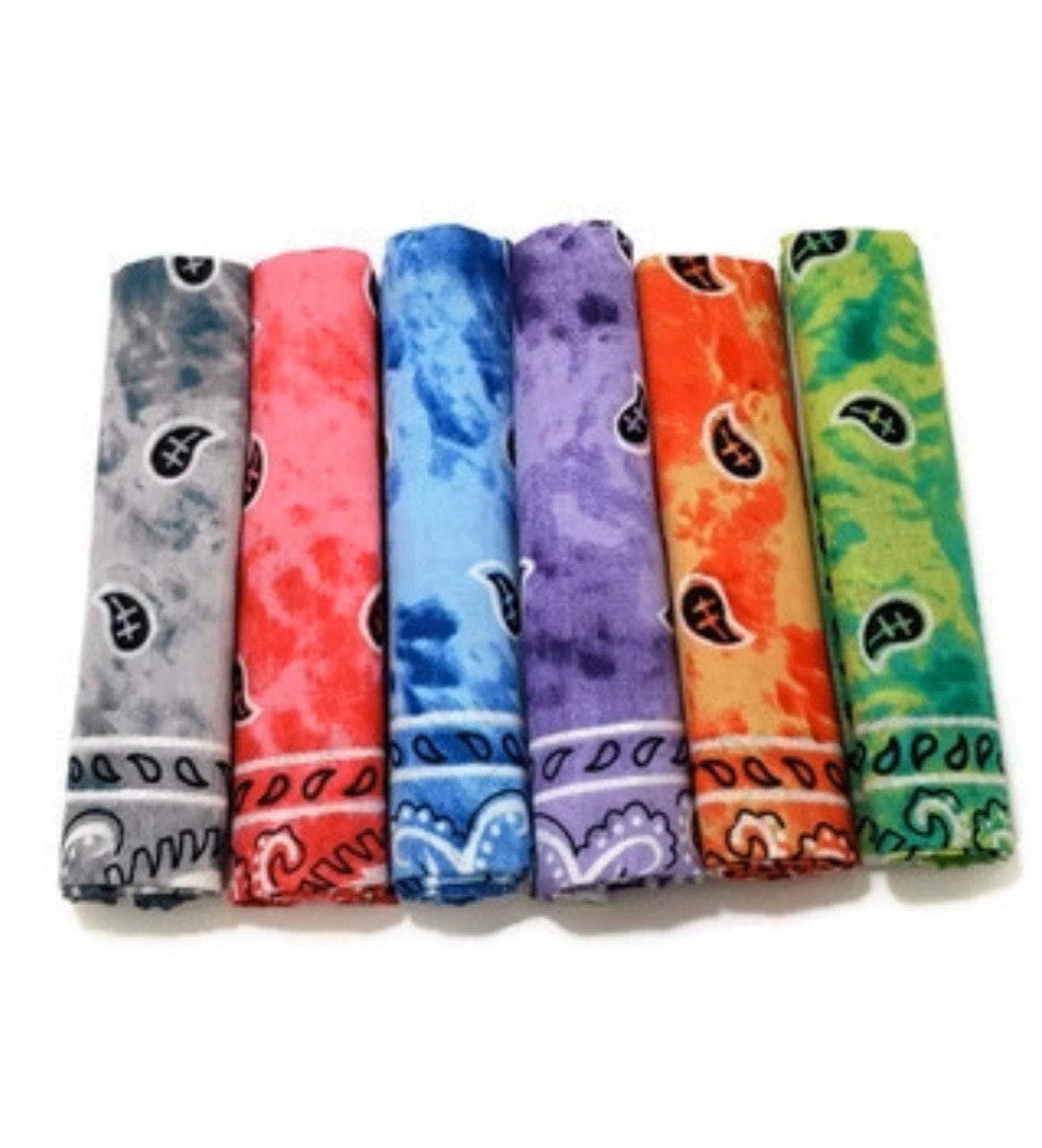 Tie Dye Bandana - Paisley Bandanas - Colorful Bandanas - 12 Pack Cotton Bandana by M.H.I.