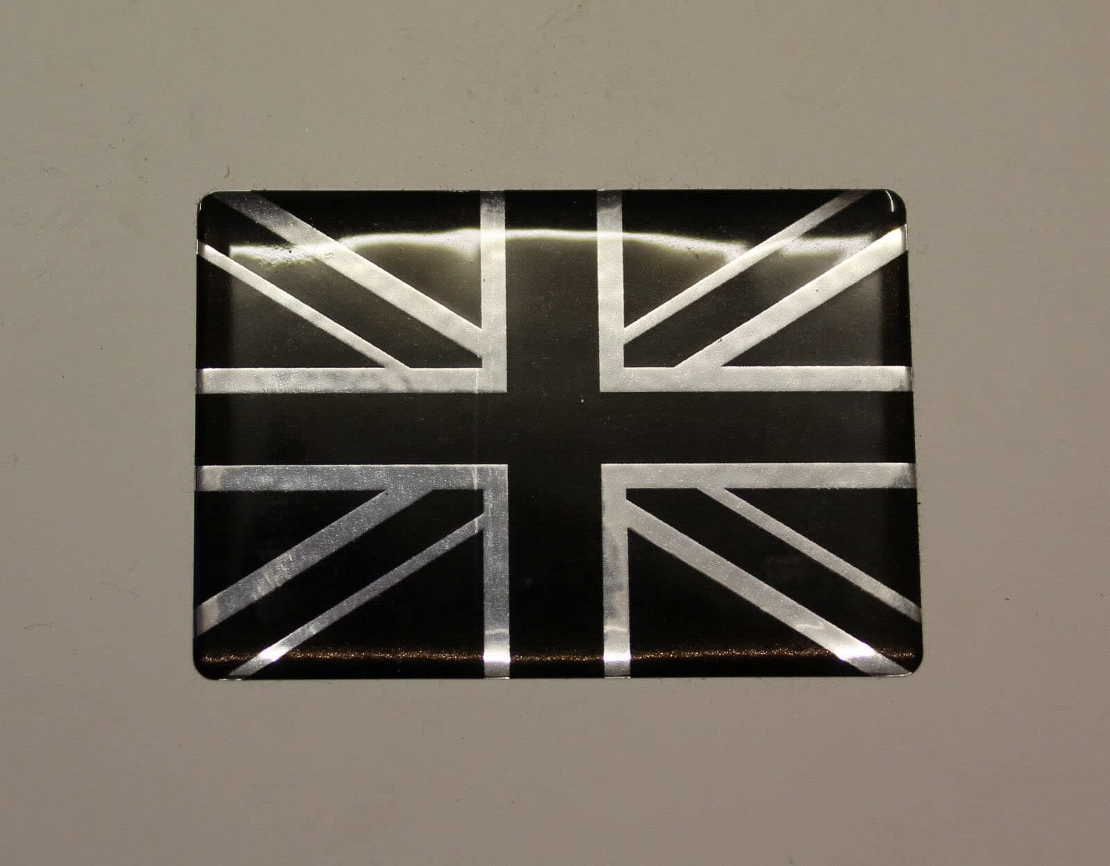 UNION JACK Domed Sticker/Decal - 100mm CHROME & BLACK