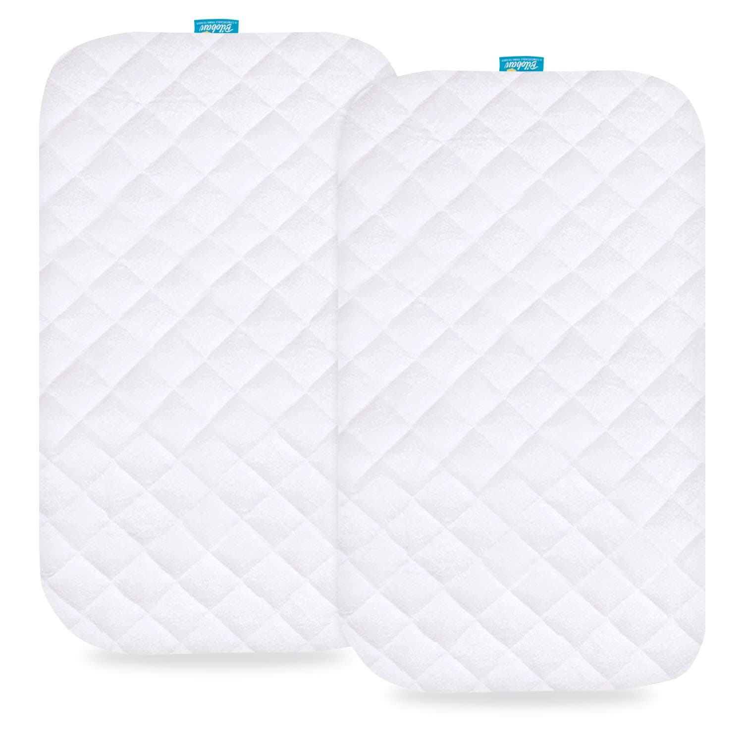 Bassinet Mattress Pad Cover Compatible with Mika Micky Bedside Sleeper, 2 Pack, Waterproof Quilted Ultra Soft Surface, Breathable and Easy Care