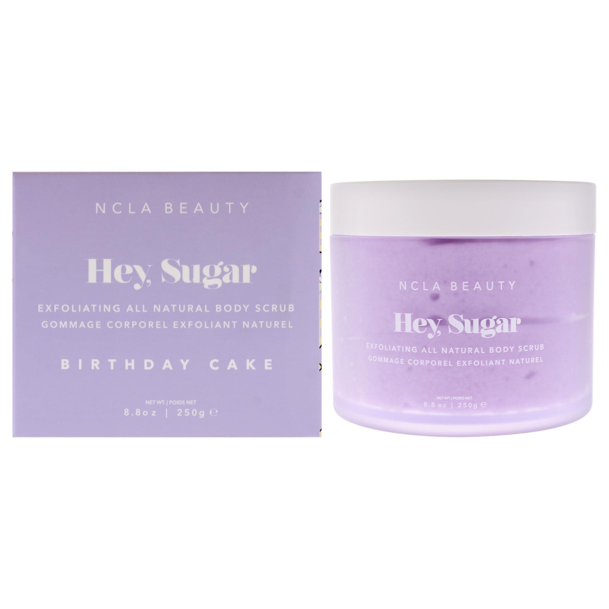 Hey Sugar All Natural Body Scrub - Moisturizing, Exfoliating Sugar Scrub - Shea, Cocoa, and Mango Butters - Birthday Cake - 8.8 oz
