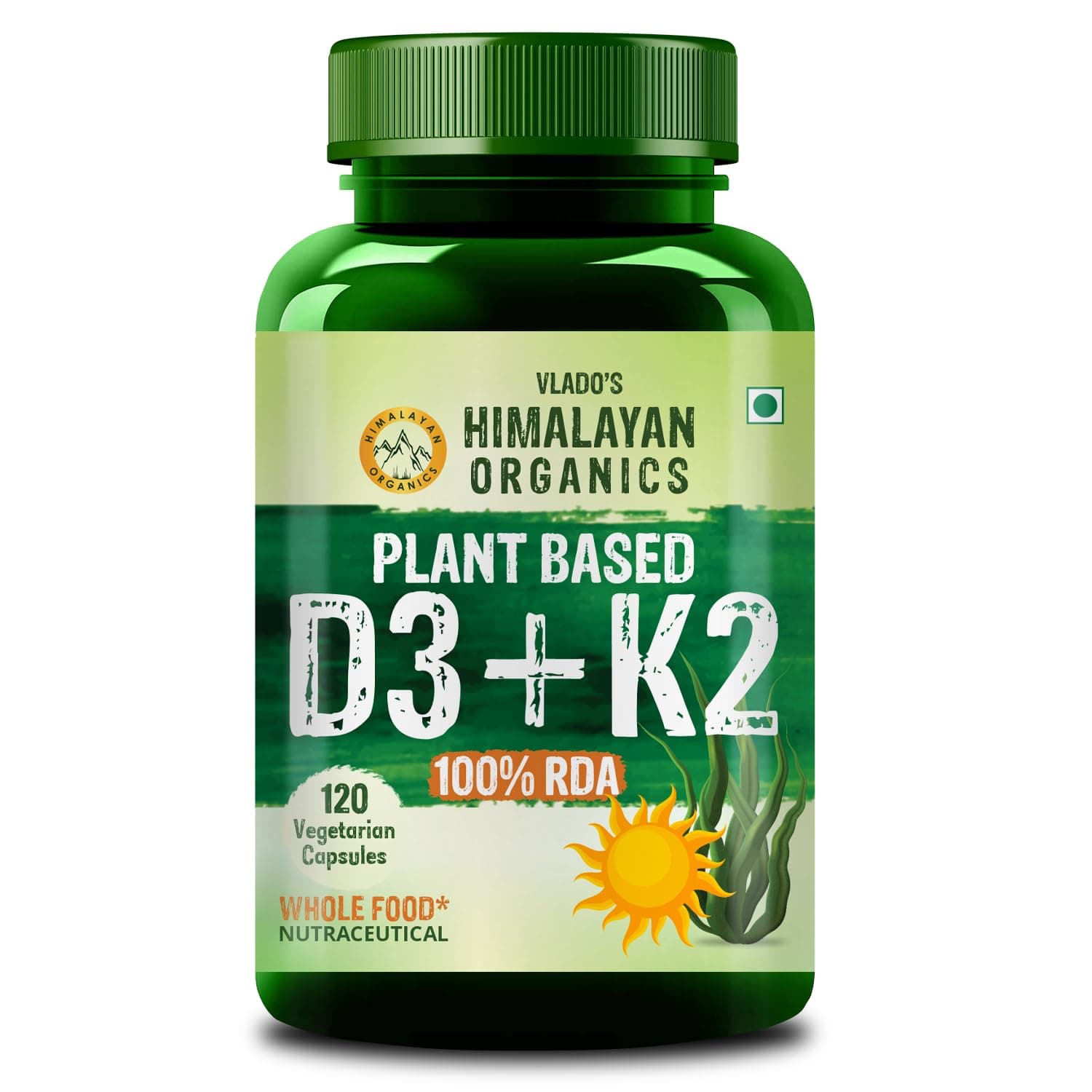- Vlado’s Himalayan Organics Plant Based Vitamin D3 600iU Supplement | Vitamin D3(Lichen) + K2(Menaquinone Mk7) | Faster Absorption | Boost Immunity | Healthy Bones | Plant Based D3 + K2 Supplement For Men and Women -120 Veg Capsules