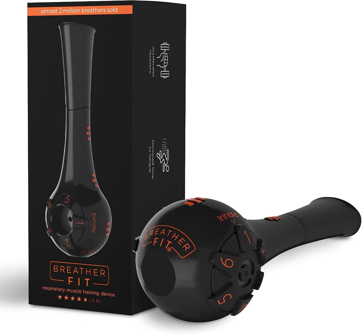 The Breather Fit - Lung Trainer for Athletes - Portable Breathing Exercise Device for Lungs - Respiratory Muscle Strengthener - Lung Exerciser Device - Breath Trainer - Coaching App Included