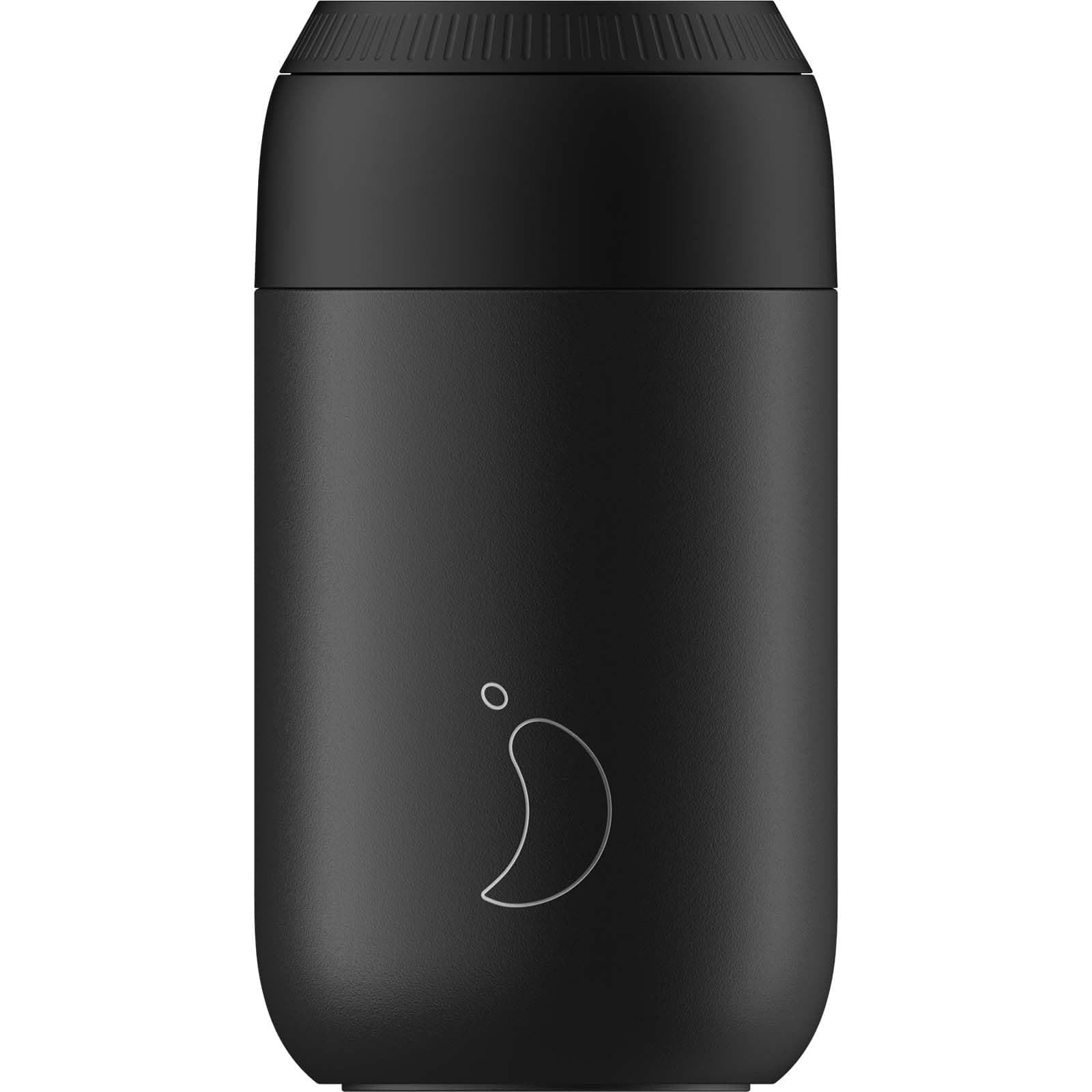 Chilly's Series 2 Double-Walled Coffee Mug Stainless Steel in Abyss Black with a Volume of 340 ml, B2B_C340S2ABLK