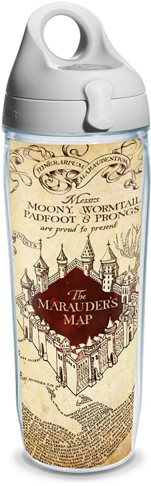 Tervis Marauder's Warner Brothers Harry Potter Maurauders Map Wrap Inner 24oz water bottle - gray lid Gray, Clear - Tritan