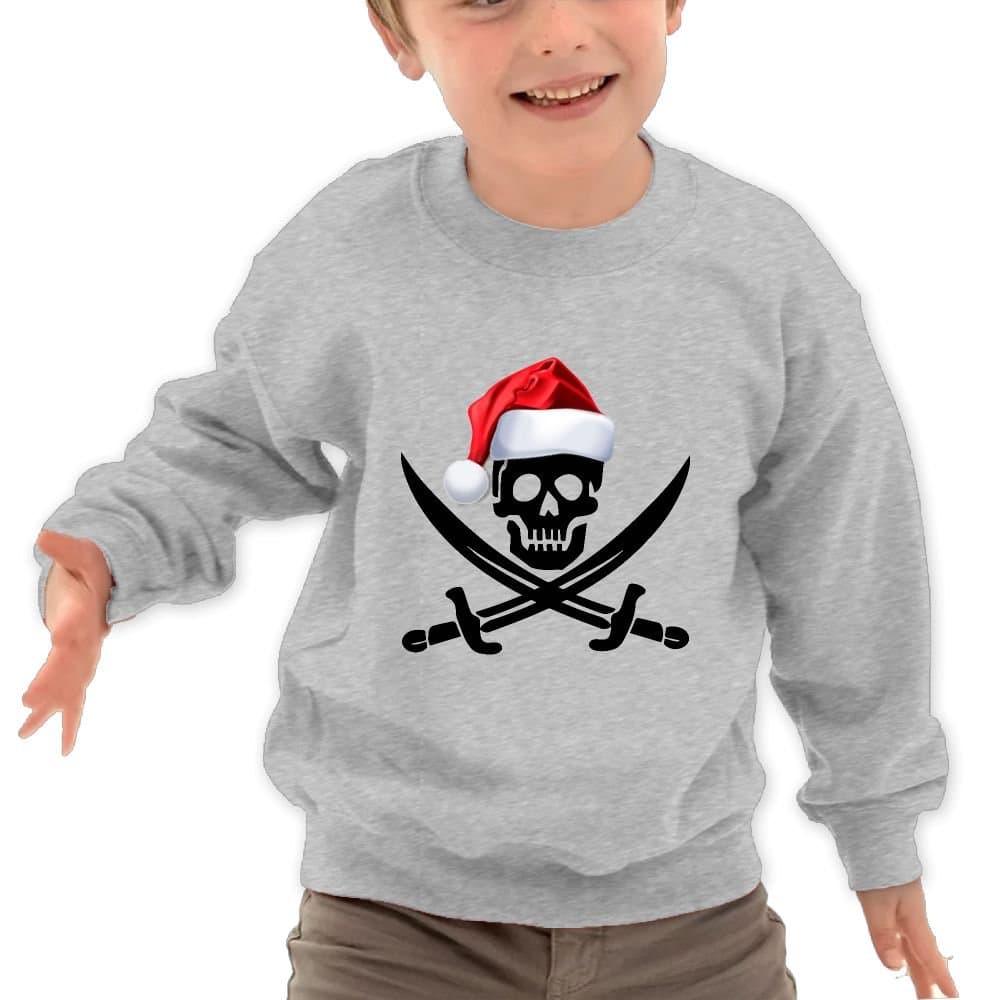 Minessy Kids Unisex Pirate Santa Skull 100% Cotton Sweatshirt Sweater Crew Neck Pullover Christmas Gift 3 Toddler