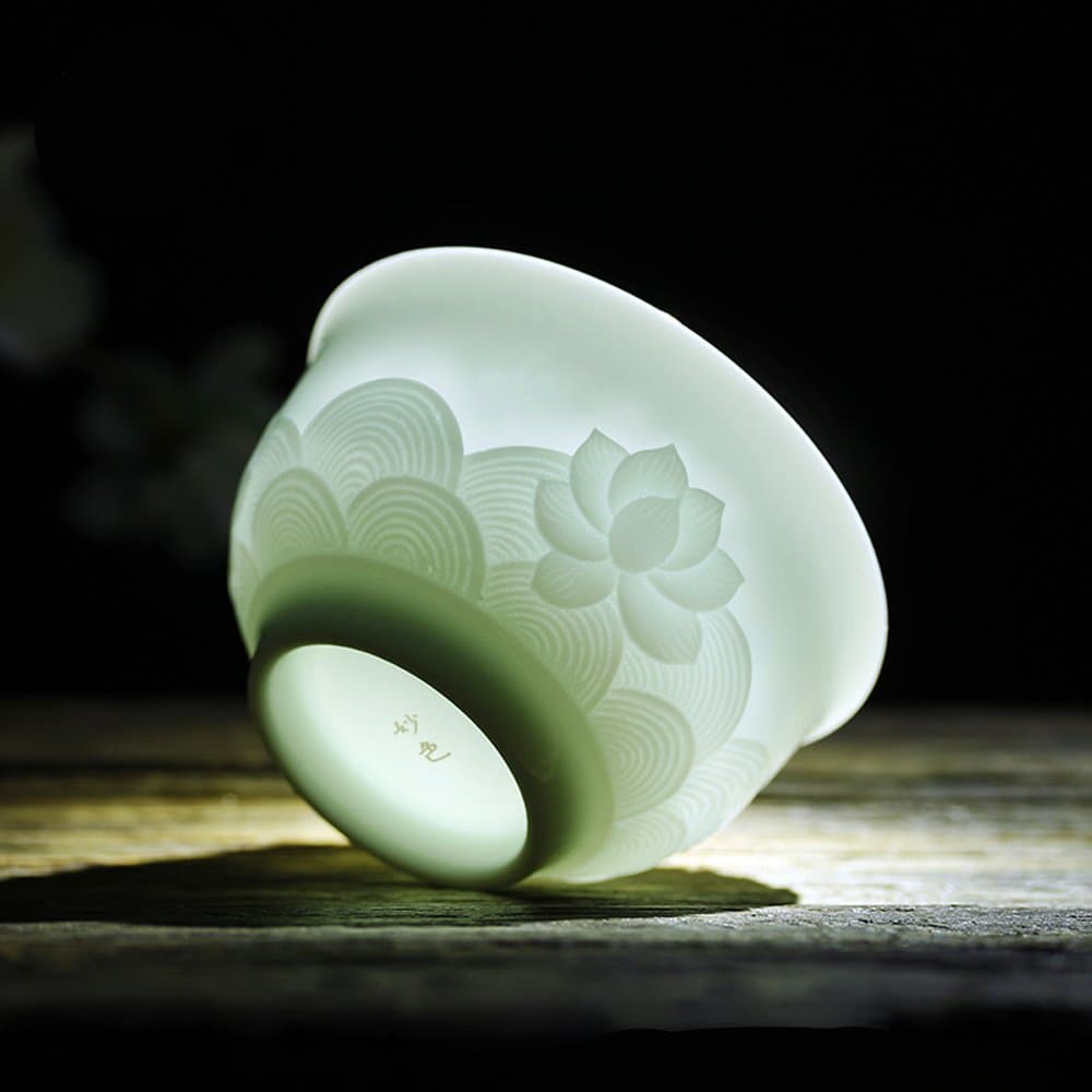 Handmade Engraving China Cup, China Celadon Ceramic, Gongfu Tea Cup, GJP-02