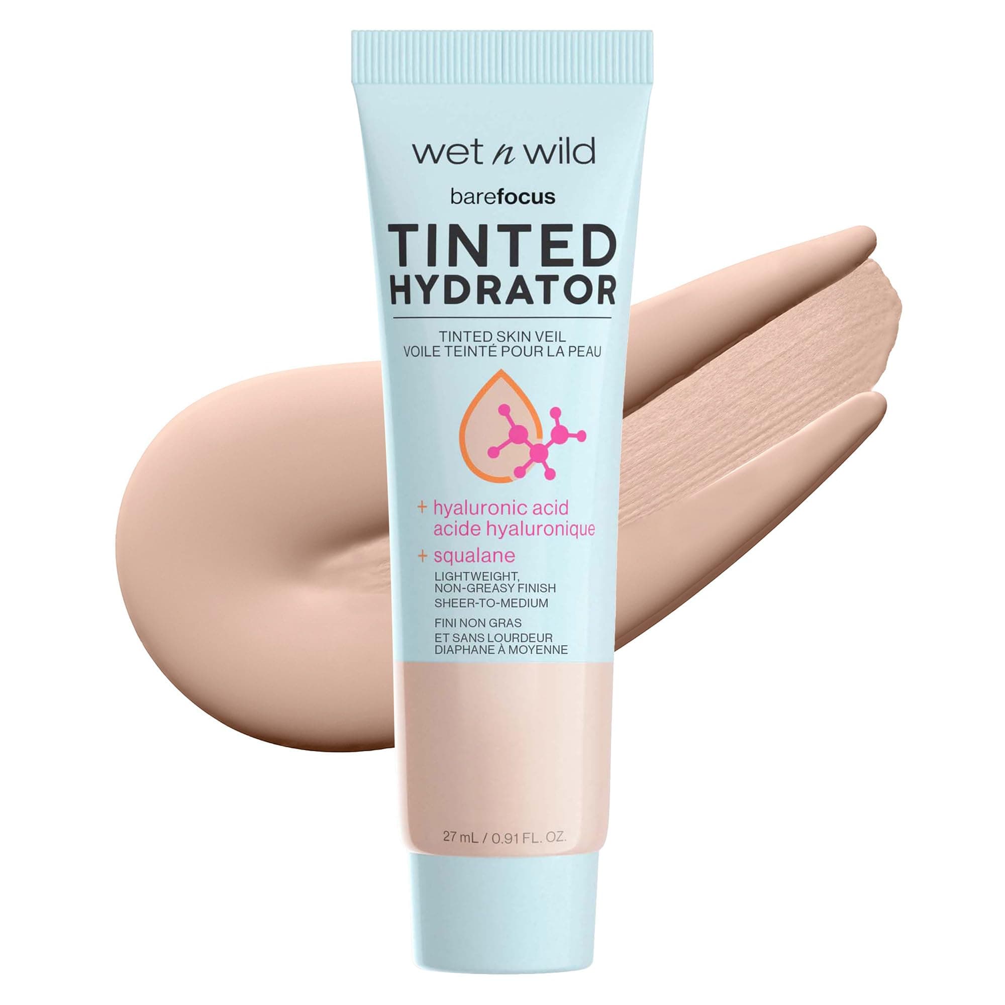 wet n wild Bare Focus Tinted Hydrator Matte Finish, Fair, Oil-Free, Moisturizing Makeup | Hyaluronic Acid | Sheer To Medium Coverage